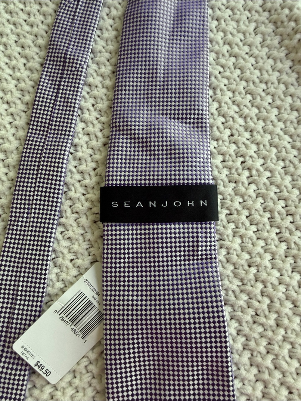 Sean John Purple Micro-Check Silk Tie